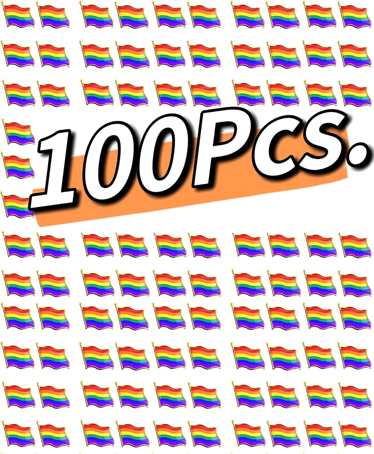 50 Pack Pride Pins Gay Pride Rainbow Flag Collar Pin Brooch Enamel LGBT Lapel Pin Decoration for Clothes and Bags Gay Pins for Men Women Backpacks 100PCS