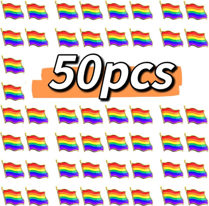 50 Pack Pride Pins Gay Pride Rainbow Flag Collar Pin Brooch Enamel LGBT Lapel Pin Decoration for Clothes and Bags Gay Pins for Men Women Backpacks 50PCS