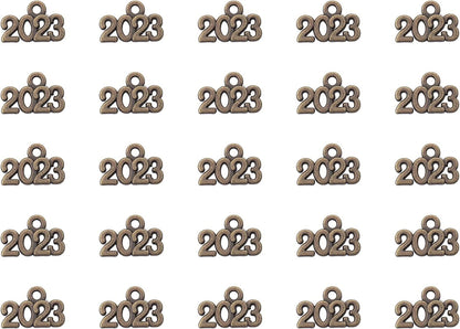 50 Pcs 2022 Charms Silver Year Signet Bulk Antique Number Pendants for Jewelry Making Finding Craft Accessories Necklace Bracelets Keychain DIY Project Christmas Décor (2022, Silver) Bronze / 2023