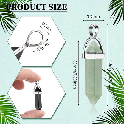 50 Pcs Hexagonal Crystal Pendants Bullet Shape Quartz Pendants Pointed Gemstone Pendants Crystal Charms Quartz Crystal Jewelry Necklace Charms DIY Stones Jewelry Making Charms Elegant Colors