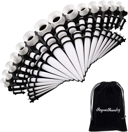 50 Pieces Ear Stretching Kit 14G-00G by Jieyuejewelry - Acrylic Tapers and Plugs + Silicone Tunnels - Ear Gauges Expander Set Body Piercing Jewelry Apparel & Accessories > Jewelry > Body Jewelry JieyueJewelry White  