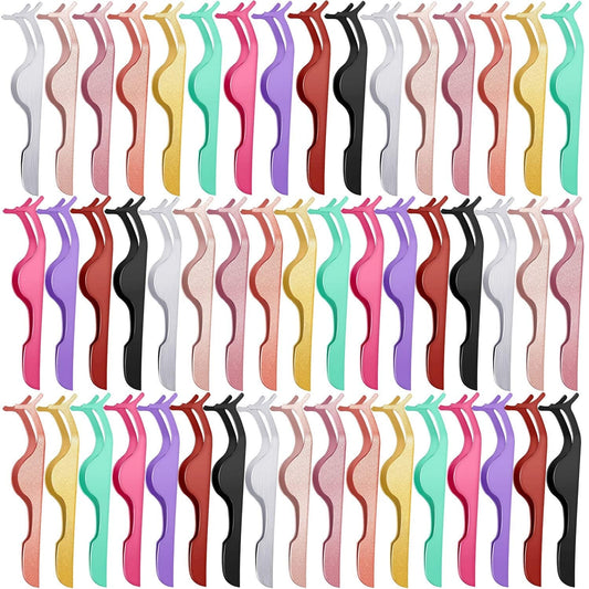 50 Pieces False Eyelash Applicator Tool Stainless Steel Eyelash Extension Tweezers Remover Clip Tweezers Nipper Eyelash Makeup Tools for Eyelash Application and Removal Supplies (Assorted Colors) Health & Beauty > Personal Care > Cosmetics > Cosmetic Tools > Makeup Tools Honoson Assorted Colors  