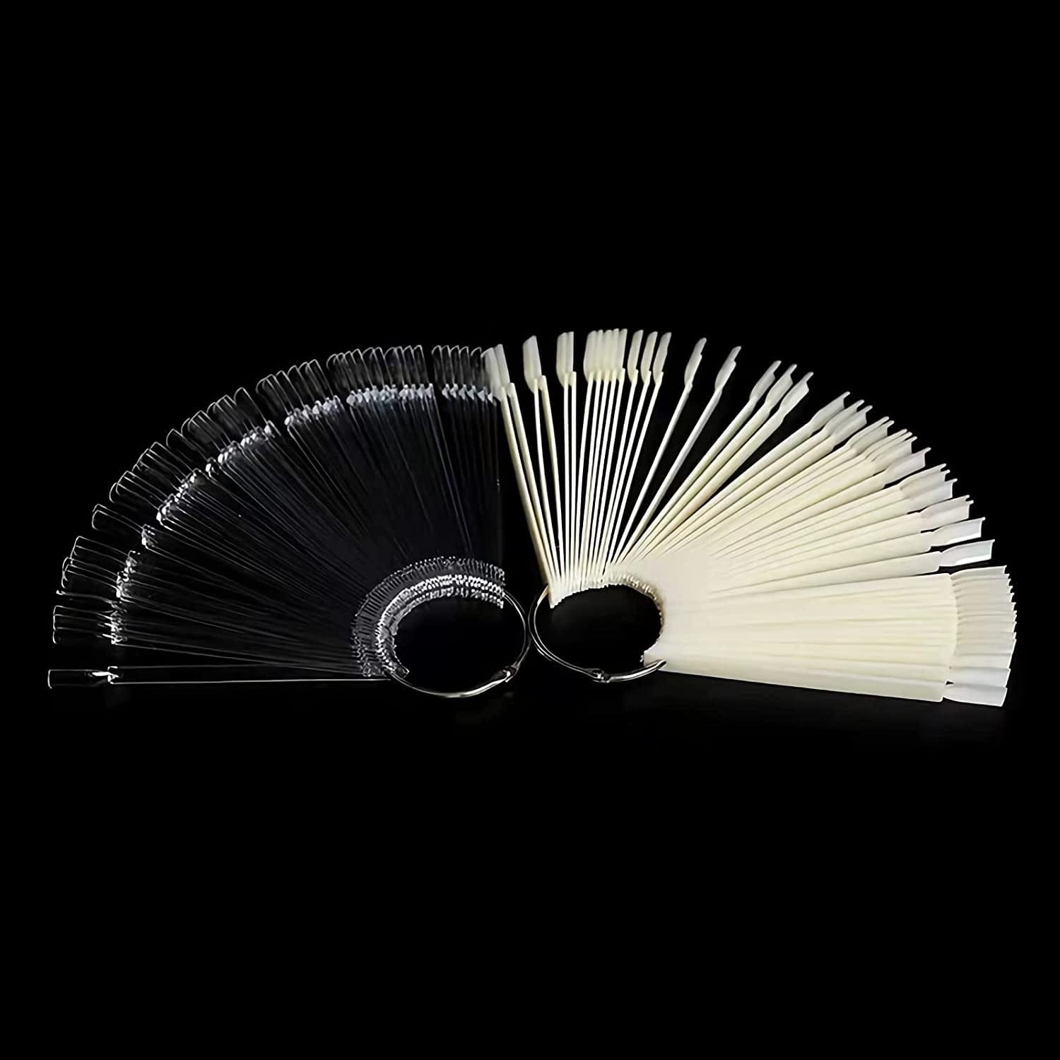 50 Tips Transparent Fan-Shaped Nail Art Tips Display Polish Board Display Practice Sticks Tool with Metal Screw Split Ring Holder Health & Beauty > Personal Care > Cosmetics > Cosmetic Tools > Nail Tools AB   