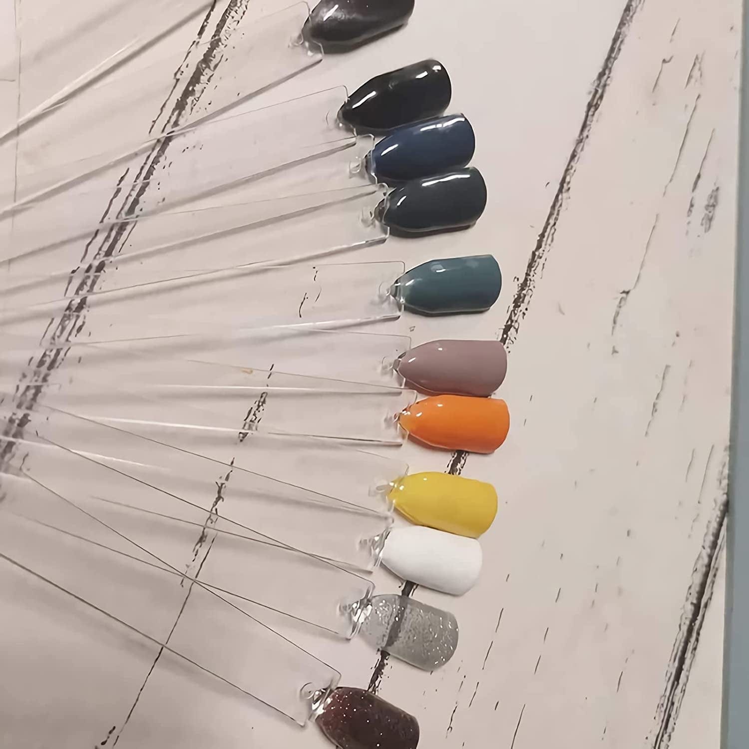 50 Tips Transparent Fan-Shaped Nail Art Tips Display Polish Board Display Practice Sticks Tool with Metal Screw Split Ring Holder Health & Beauty > Personal Care > Cosmetics > Cosmetic Tools > Nail Tools AB   