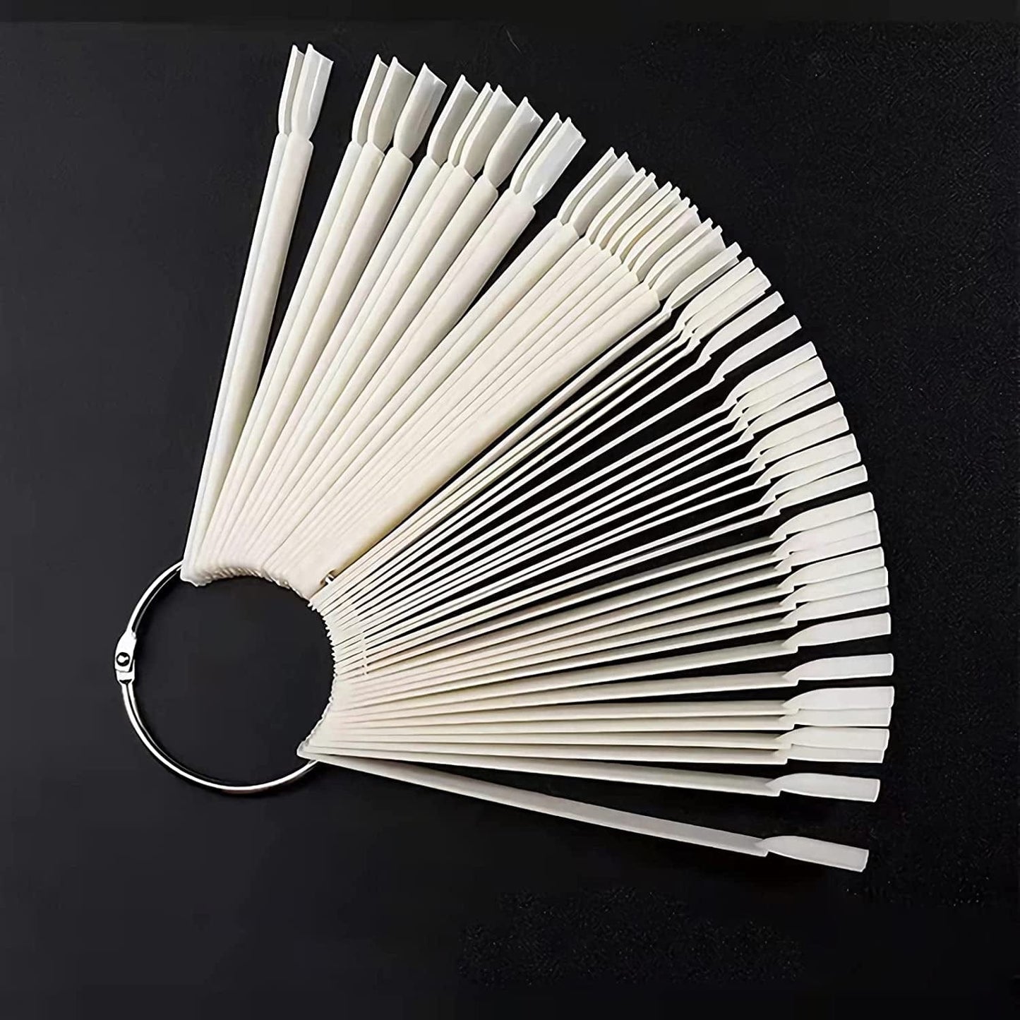 50 Tips Transparent Fan-Shaped Nail Art Tips Display Polish Board Display Practice Sticks Tool with Metal Screw Split Ring Holder Health & Beauty > Personal Care > Cosmetics > Cosmetic Tools > Nail Tools AB natural  