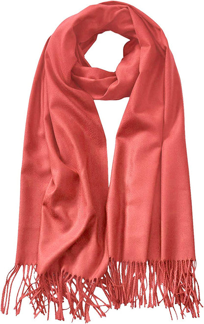 Made by Johnny Unisex Large Lightweight Soft Silky Real Cashmere Shawl Wrap Scarf Apparel & Accessories > Clothing Accessories > Scarves & Shawls Made By Johnny Wsk2091_coral One_Size 