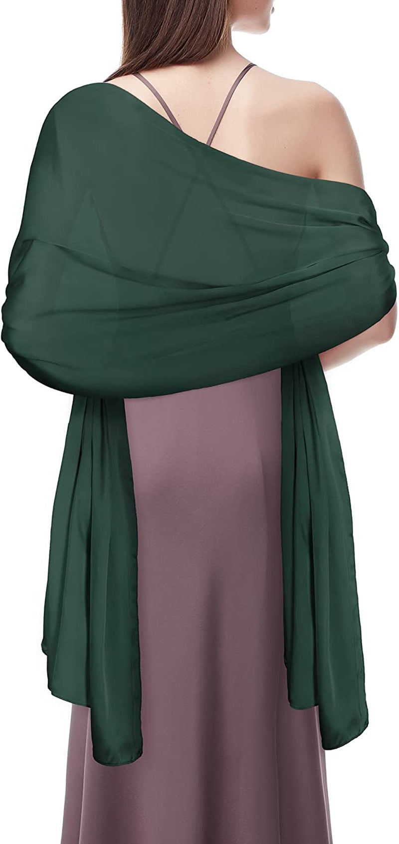 WILLBOND Womens Shawl Chiffon Bridal Evening Soft Wrap Scarf, Chiffon Scarf Ribbon Scarf Satin Scarf for Women and Girls Apparel & Accessories > Clothing Accessories > Scarves & Shawls Willbond Dark Green 27.6 x 68.9 Inch 