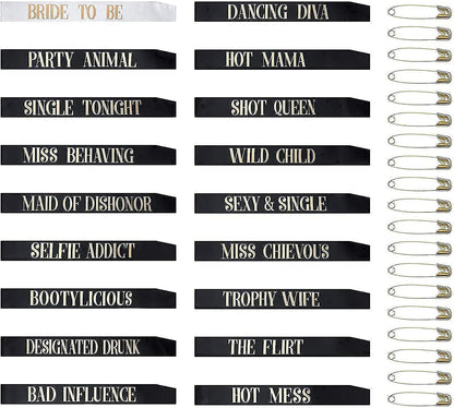 Snsowed 18 Pack Bachelorette Party Sashes, Bride Tribe Funny Bridesmaid Sash Set, Team Bride Sash, Maid of Honor Sash for for Bachelorette Hen Party and Bridal Shower Engagement Wedding Party Apparel & Accessories > Clothing Accessories > Sashes snsowed   