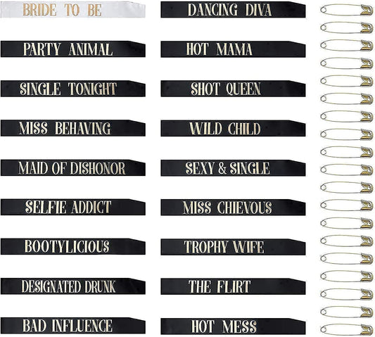 Snsowed 18 Pack Bachelorette Party Sashes, Bride Tribe Funny Bridesmaid Sash Set, Team Bride Sash, Maid of Honor Sash for for Bachelorette Hen Party and Bridal Shower Engagement Wedding Party Apparel & Accessories > Clothing Accessories > Sashes snsowed   