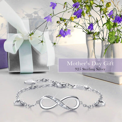 Billie Bijoux Womens 925 Sterling Silver Infinity Endless Love Symbol Charm Adjustable Bracelet Mother'S Day Gift for Wife Women Girls Mom Apparel & Accessories > Jewelry > Bracelets Billie Bijoux   