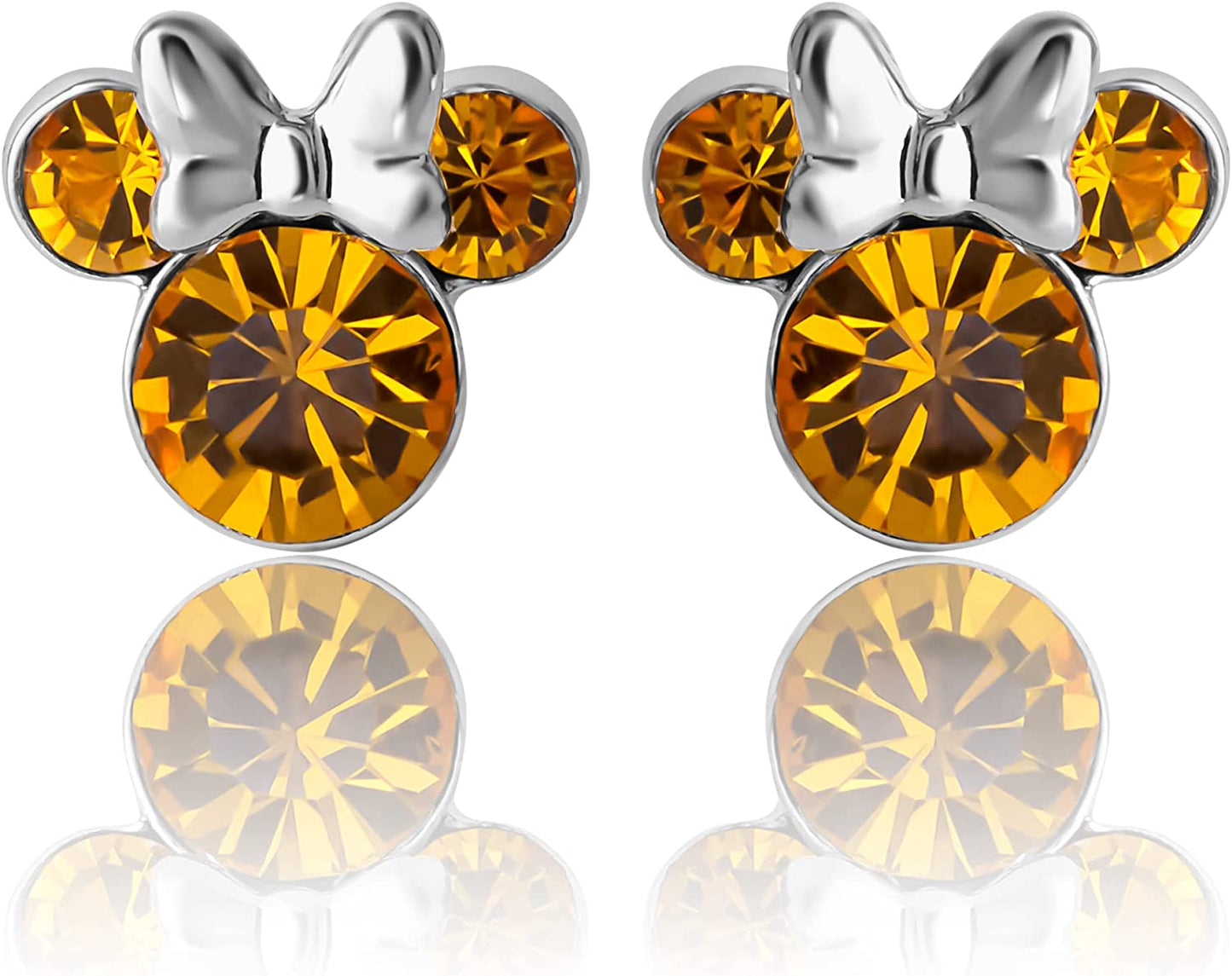 Disney Womens Minnie Mouse Birthstone Stud Earrings - Minnie Mouse Earrings - Birthstone Jewelry - Disney Jewelry Apparel & Accessories > Jewelry > Earrings Disney November-Topaz Crystal  
