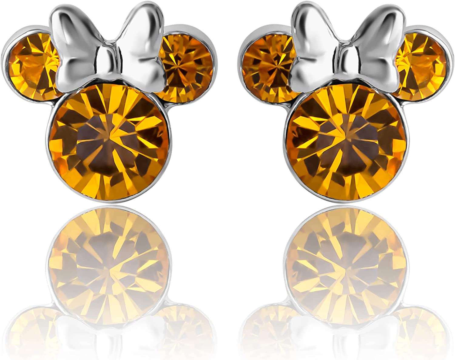 Disney Womens Minnie Mouse Birthstone Stud Earrings - Minnie Mouse Earrings - Birthstone Jewelry - Disney Jewelry Apparel & Accessories > Jewelry > Earrings Disney November-Topaz Crystal  