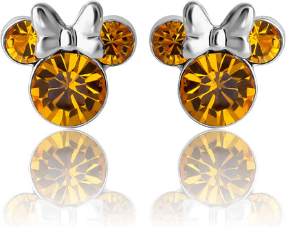 Disney Womens Minnie Mouse Birthstone Stud Earrings - Minnie Mouse Earrings - Birthstone Jewelry - Disney Jewelry Apparel & Accessories > Jewelry > Earrings Disney November-Topaz Crystal  