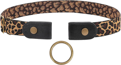 No Buckle Elastic Stretch Belts for Men and Women, Comfortable Invisible Belts for Jeans Pants Apparel & Accessories > Clothing Accessories > Belts SUOSDEY O-leopard S--M:Waist size 24''-34'' 