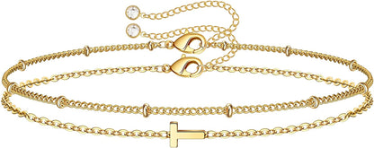 Dainty Gold Initial Bracelets for Women, 14K Gold Plated Dainty Personalized Gold Bracelets Initial Bracelets for Women Teen Girls Jewelry Chain Bracelets for Kids Toddler Little Girls Jewelry Gifts Apparel & Accessories > Jewelry > Bracelets M MOOHAM T  