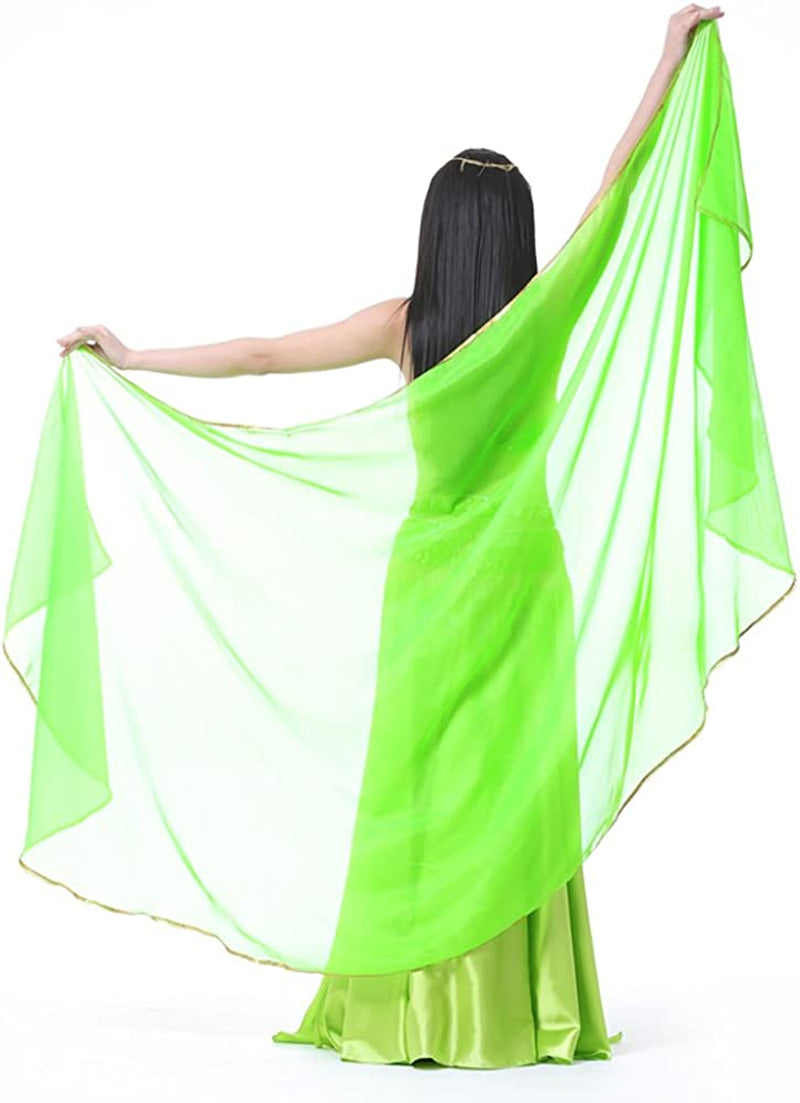 Lightweight Semicircle Chiffon Hand Scarf Belly Dance Costume Outfit Hip Scarf Sequin Trim Shawls Veils Apparel & Accessories > Clothing Accessories > Scarves & Shawls SHOWYOU Green  