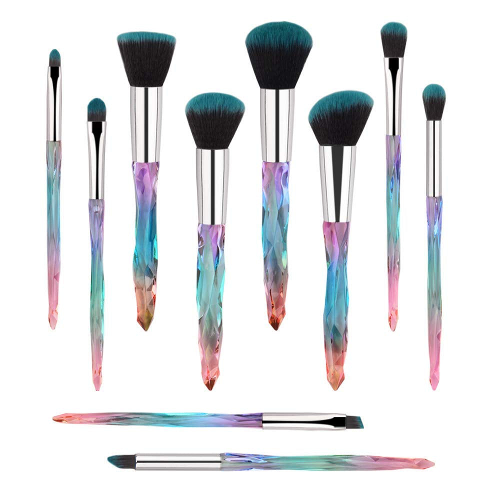 Makeup Brush Professional, Acrylic Diamond Handle Make up Brushes Series for Full Face Foudation Blush Eyeshadow Concealers Powder Transparent Beauty Tools Health & Beauty > Personal Care > Cosmetics > Cosmetic Tools > Makeup Tools G-Texnik 2-Diamond Blue  