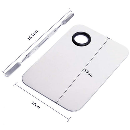 Stainless Steel Cosmetic Makeup Palette, Professional Cosmetic Mixing Makeup Palette Spatula Makeup Artist Tool, Beauty Salon Color Cream Mixing Palette with a Spatula Makeup Nail Art Palette Health & Beauty > Personal Care > Cosmetics > Cosmetic Tools > Makeup Tools AKIRO   