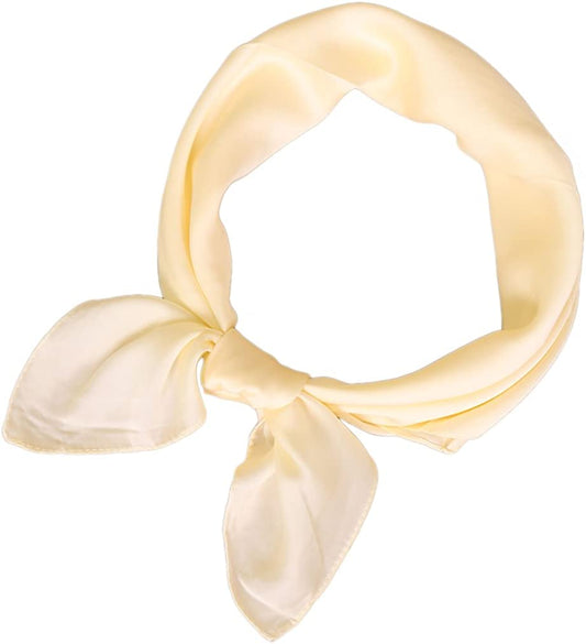 LMVERNA Square Satin Scarf for Women Polka Dot Ribbon Scarves 27 by 27 Inch Apparel & Accessories > Clothing Accessories > Bandanas & Headties LMVERNA Beige  