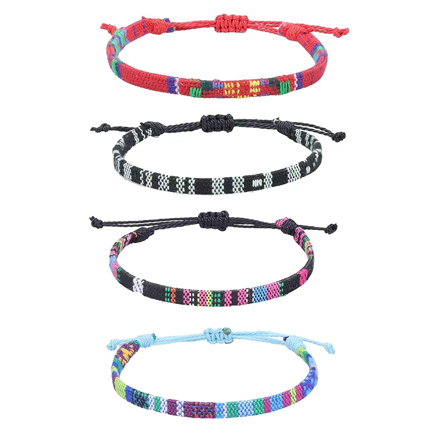 Bracelets for Men-2 Surfer Beach Bracelet Set-Holiday Gift-Hand Made Boho Bracelets -Outdoor Sports Men'S and Women'S Anklet -Ethnic Hippie Style Accessories Apparel & Accessories > Jewelry > Bracelets MEINESQIS red+black+black color+blue color  