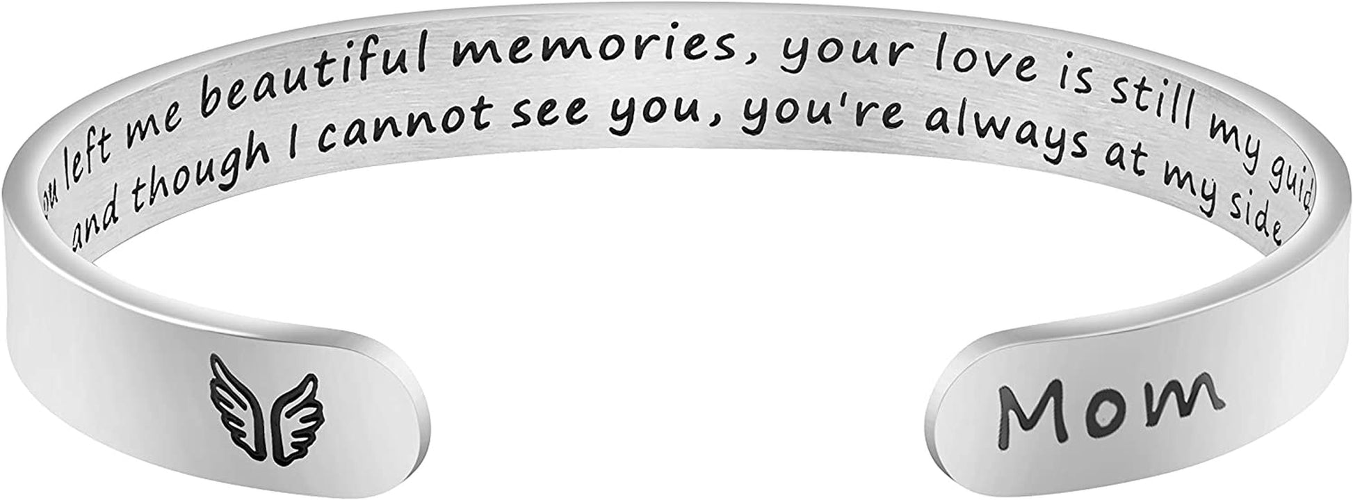Joycuff Memorial Gifts for Women Inspirational Cuff Bracelet Sympathy Jewelry Loss of Loved One Sympathy Gifts Remember Her Apparel & Accessories > Jewelry > Bracelets JoycuFF You left me beautiful memories...--Mom  
