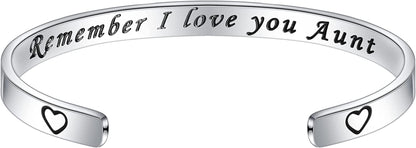 M MOOHAM Bracelets for Women- Engraved Quote Inspirational Bracelet Birthday Christmas Funny Gifts for Best Friend, Daughter, Son, Sister, Niece, Mom, Coworkers, Stainless Steel Jewelry Apparel & Accessories > Jewelry > Bracelets M MOOHAM Remember I love you Aunt  