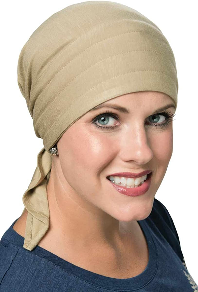 Cardani Instant Tie Headscarf - Padded Easy Tie Triangle Scarf in Luxury Viscose from Bamboo Apparel & Accessories > Clothing Accessories > Headwear Cardani Luxury Bamboo - French Beige One Size 