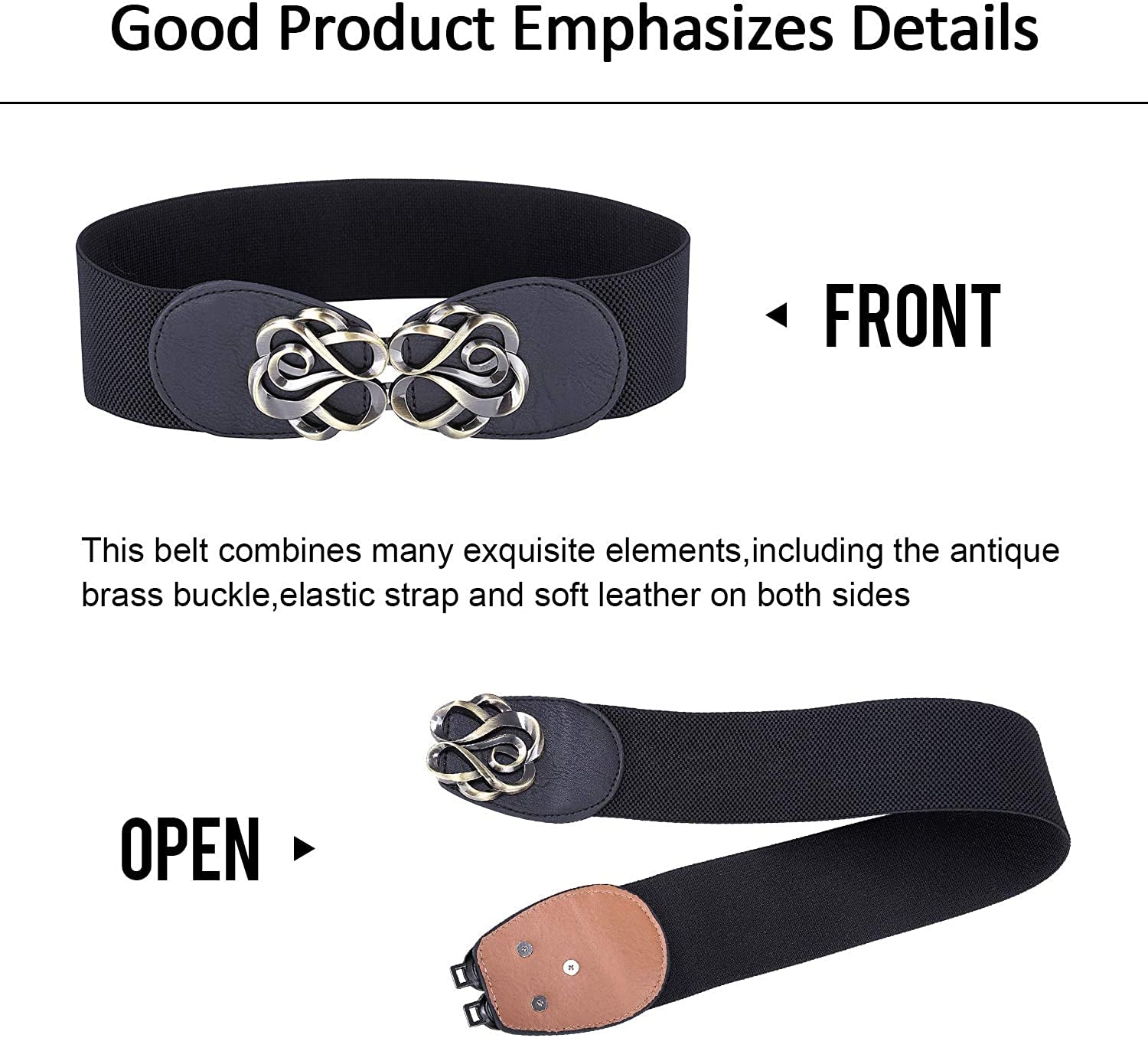 Women Stretchy Vintage Dress Belt Elastic Waist Cinch Belt CL413 Apparel & Accessories > Clothing Accessories > Belts GRACE KARIN   