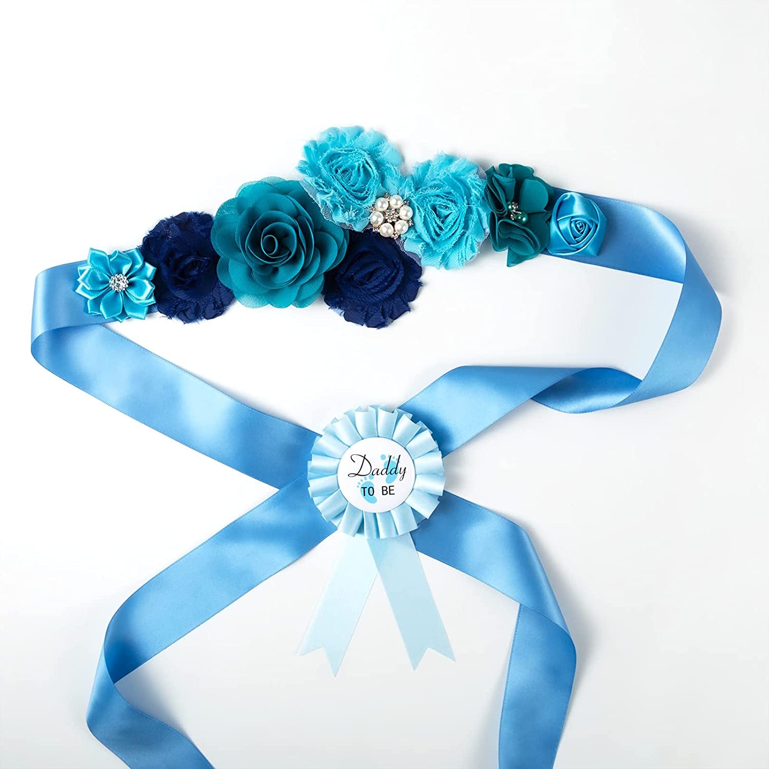 Baby Bee Baby Shower Mommy Sash Pregnancy Sash Keepsake Baby Shower Flower for Gender Reveal (Royal Blue) Apparel & Accessories > Clothing Accessories > Sashes Baby Noah   