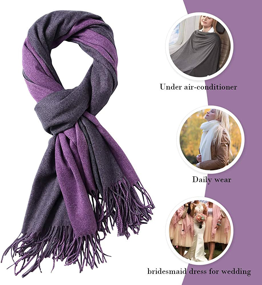 FORTREE Cashmere Feel Scarf - Lightweight Scarfs for Women, Large Soft 2 Tone Shawls and Wraps (10 Colors Available) Apparel & Accessories > Clothing Accessories > Scarves & Shawls FORTREE   