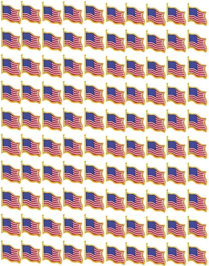 50PCS American Flag Lapel Pins - Solid Metal USA Flag Lapel Pins Badge Pins Brooch for Suit Jacket 100