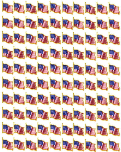 50PCS American Flag Lapel Pins - Solid Metal USA Flag Lapel Pins Badge Pins Brooch for Suit Jacket 50