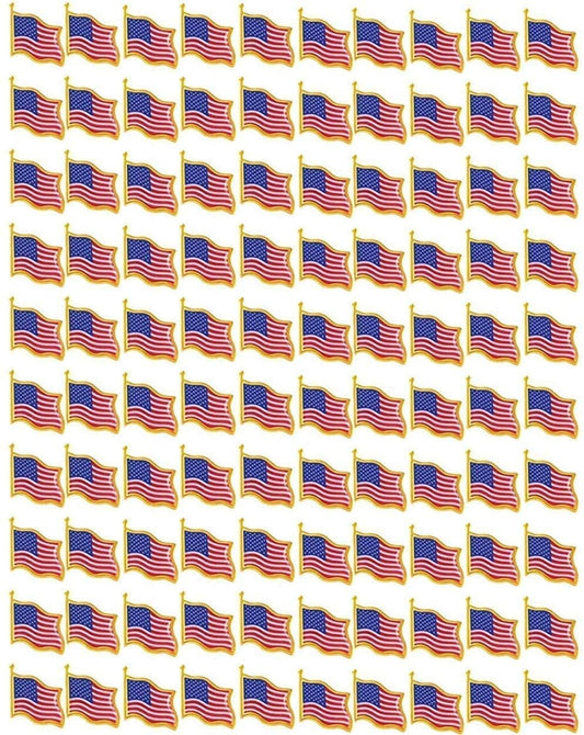 50PCS American Flag Lapel Pins - Solid Metal USA Flag Lapel Pins Badge Pins Brooch for Suit Jacket 50