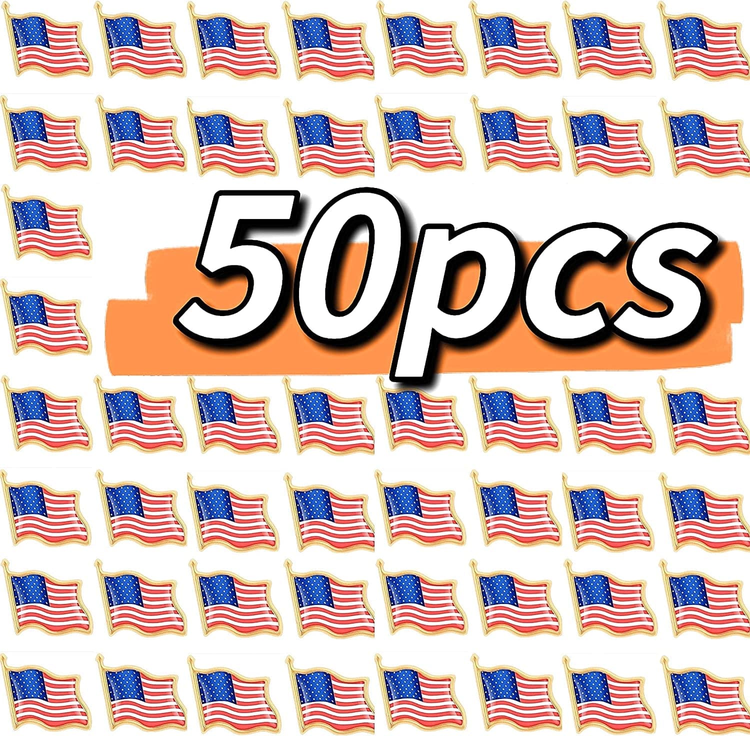 50PCS American USA Flag Lapel Pins Usa Pins Badge Patriotic Enamel Blazer Lapel Pin for Women Men
