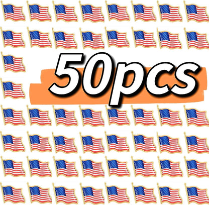 50PCS American USA Flag Lapel Pins Usa Pins Badge Patriotic Enamel Blazer Lapel Pin for Women Men