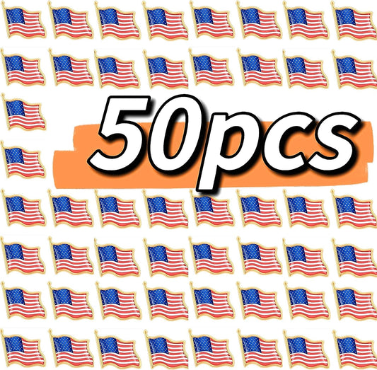 50PCS American USA Flag Lapel Pins Usa Pins Badge Patriotic Enamel Blazer Lapel Pin for Women Men