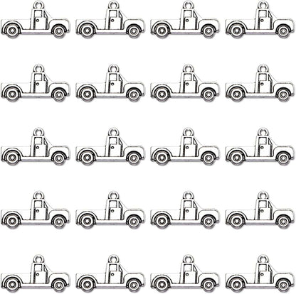 50Pcs Antique Silver Plated Pickup Truck Car Charms Pendant DIY Bracelets Necklace Jewelry Making Craft Wholesale 26Mmx15Mm (A195)