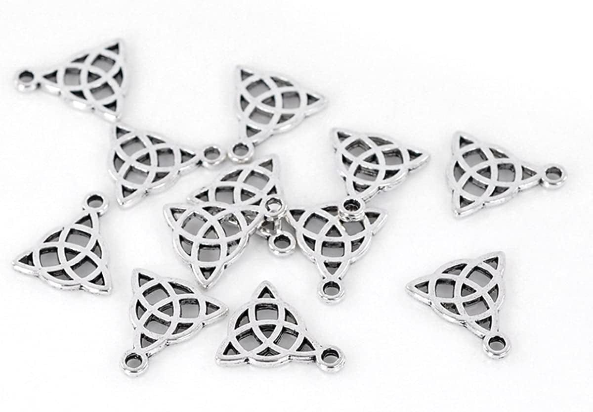 50Pcs Silver Tone Celtic Knot Charm Pendants 15X17Mm(5/8"X5/8")