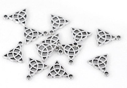 50Pcs Silver Tone Celtic Knot Charm Pendants 15X17Mm(5/8"X5/8")