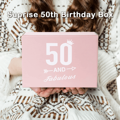 50th Birthday Gifts Box for women with 6 Special & Unique Gifts for Mom Sister Best Friend Wife Grandma Coworker | Funny Wine Gift Ideas Mirror Funny Socks Jewelry Makeup Bag Keychain Arts & Entertainment > Party & Celebration > Gift Giving Brigruk   