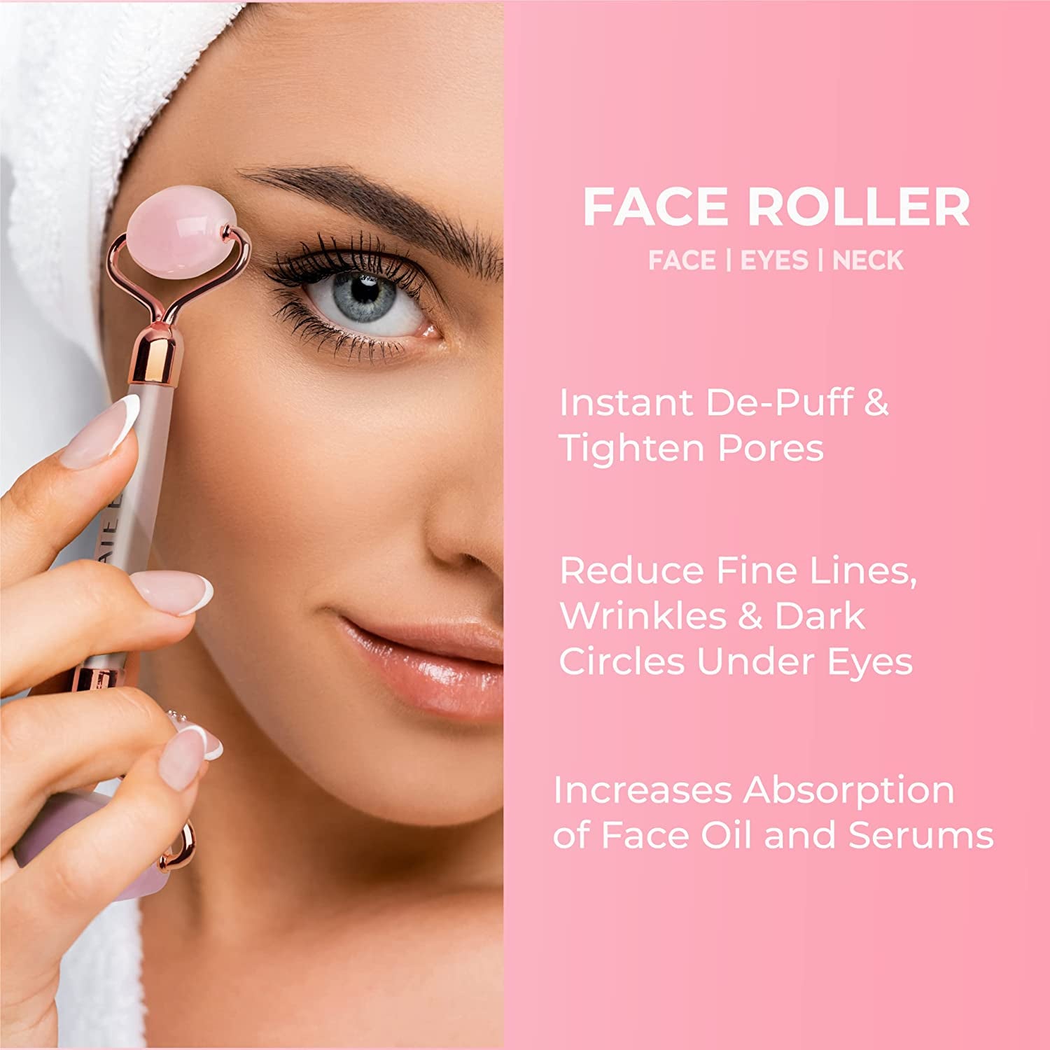 Kate Eve Jade Roller Gua Sha Facial Tools Set, Face Roller Beauty Skin Care Massager Kit for Women, 100% Natural Rose Quartz Skin Roller for Face Eye Neck Relaxing, Puffiness, Anti-Wrinkles, Lift Skin Health & Beauty > Personal Care > Cosmetics > Cosmetic Tools > Skin Care Tools Kate Eve   