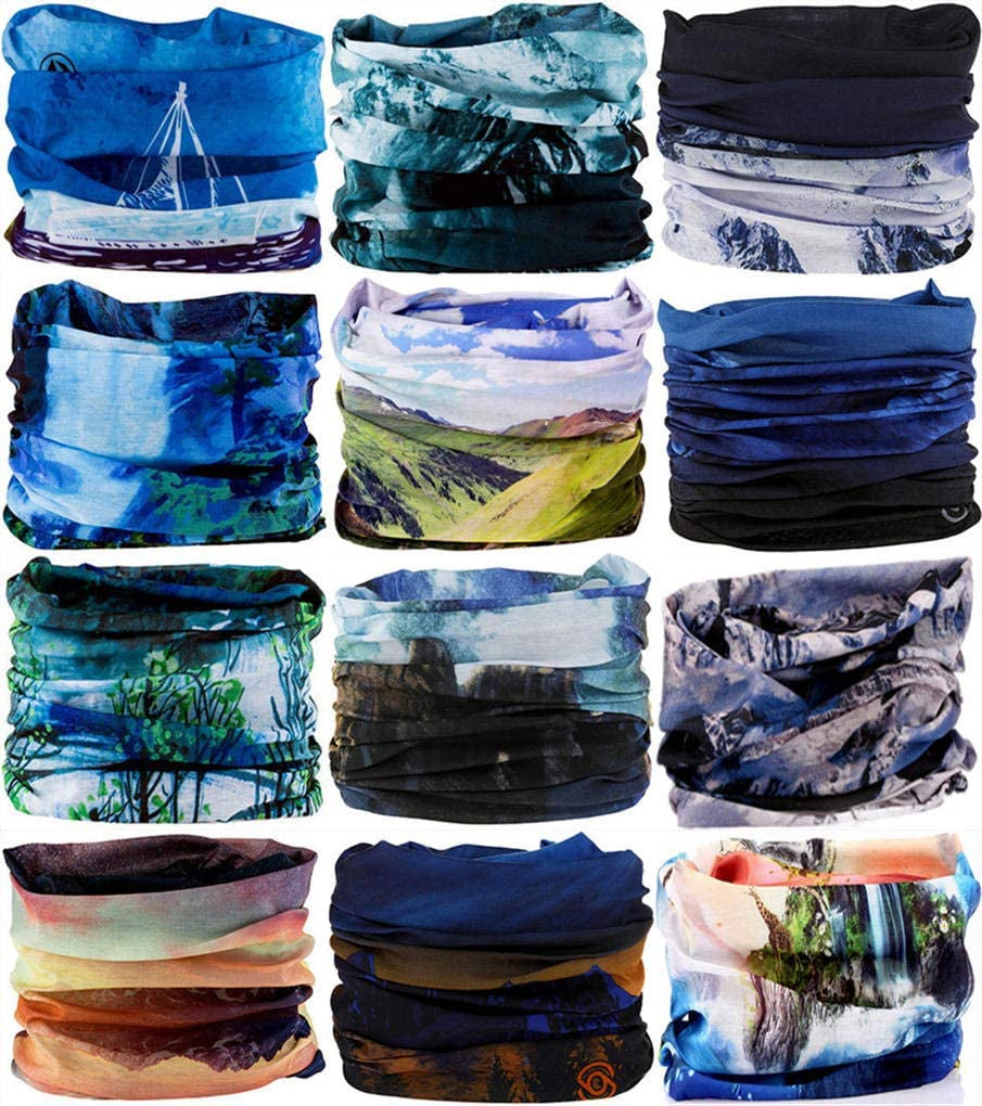VANCROWN Headband Neck Gaiter Head Wrap Headwear Face Mask Magic Scarf Bandana for Men and Women Apparel & Accessories > Clothing Accessories > Headwear VANCROWN 12PCS.Ocean.1  
