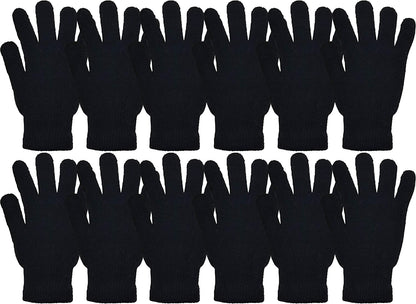 Winter Magic Gloves, 12 Pairs Stretchy Warm Knit Bulk Pack Mens Womens Apparel & Accessories > Clothing Accessories > Gloves & Mittens Winterlace 12 Pairs Black  