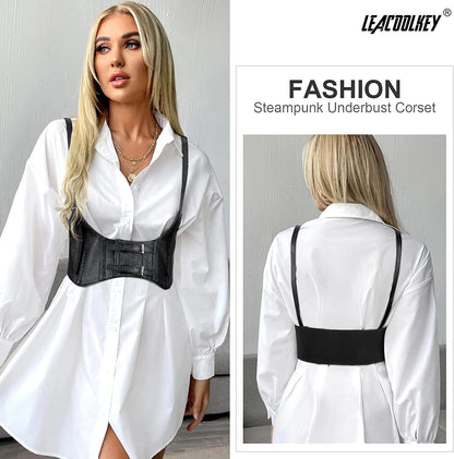 LEACOOLKEY Women Fashion Body Waist Belt Steampunk Underbust Corset Belt for Dress Apparel & Accessories > Clothing Accessories > Belts LEACOOLKEY   