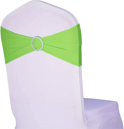 WENSINL Pack of 50 Stretch Chair Sashes for Wedding, Elastic Lycra Chair Bands with Buckle Slider, Chair Bows for Party, without White Chair Covers (Sky Blue) Apparel & Accessories > Clothing Accessories > Sashes HAOYU Light Green 50 