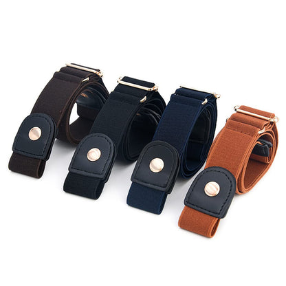 Borsgye No Buckle Elastic Belt Adjustable Stretch Waist Belt Buckless Invisible Belt Buckle Free Belt for Women Men Jeans Pants Dress with Brass Snap Fastener - Black Apparel & Accessories > Clothing Accessories > Belts Borsgye   