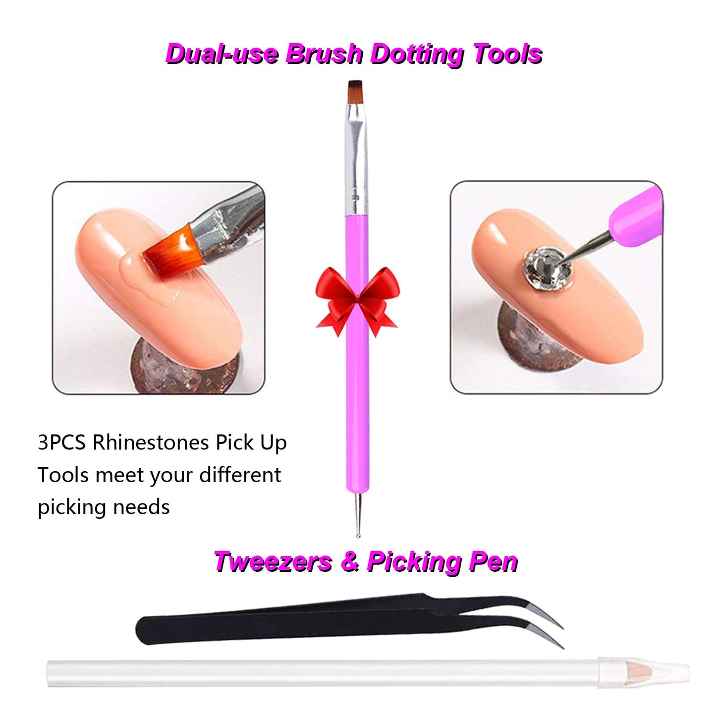 FITDON 3200Pcs Flat Back round Crystal AB Rhinestones Iridescent Glass Charms Nail Stones Gems with Pick up Tweezers Rhinestones Picking Pen Dual-Use Brush Dotting Tools Health & Beauty > Personal Care > Cosmetics > Cosmetic Tools > Nail Tools FITDON   