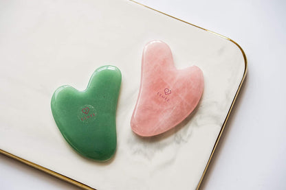 Gua Sha Facial Tool Set by Esmee 2 in 1 Premium Massage Therapy Tools Jade and Rose Quartz Guasha Face Massage Tool Anti-Aging Beauty Therapy for Skin Rejuvenation Face Scraping Tools (Heart Shape) Health & Beauty > Personal Care > Cosmetics > Cosmetic Tools > Skin Care Tools Esmee Beauty and Lifestyle   