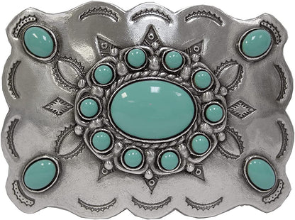 Western Antique Marijuana Hemp Leaf Turquoise Bead Turquoise Peace Sign Skulls Design Belt Buckle, Multi-Style Options Apparel & Accessories > Clothing Accessories > Belt Buckles Belts.com Type Buckle G62 - Ha0031 Antique Silver One Size 