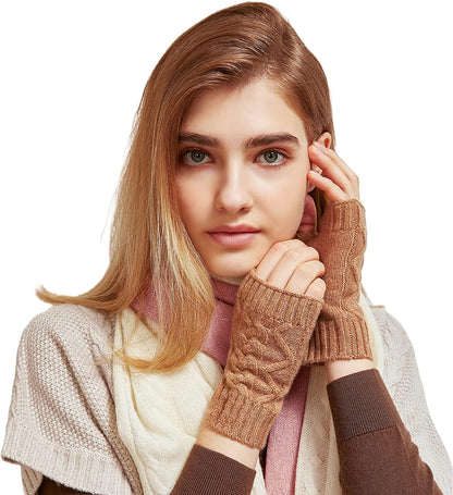 Pure Cashmere Mitten Gloves for Women in a Gift Box Apparel & Accessories > Clothing Accessories > Gloves & Mittens NUOHEMULE Bronze  
